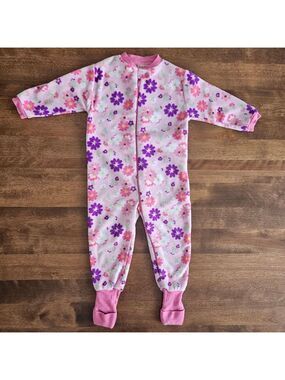 Snugabye Toddler Girl Fleece Footed Sleeper Floral Pink Purple Size 24M